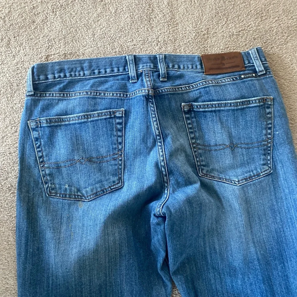 Lucky Brand 361 Vintage Straight Jeans Men‎ 36x34 Grunge Paint Splatter Y2K Dirt